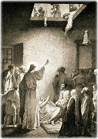 Jesus Christ Healing Man Afflicted with Palsy, translator’s etching from original painting by Alexandre Bida, 1808-1895