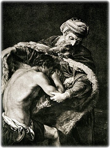 Return of the Prodigal Son, original oil painting on canvas by Pompeo Girolamo Batoni, 1708-1787
