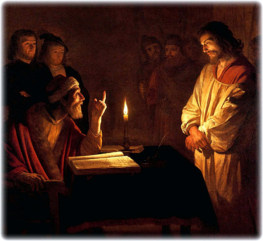 Christ before the High Priest (Annas), detail of original oil painting by Gerrit van Honthorst, 1590-1656, size 107 x 72 inches, circa 1617
