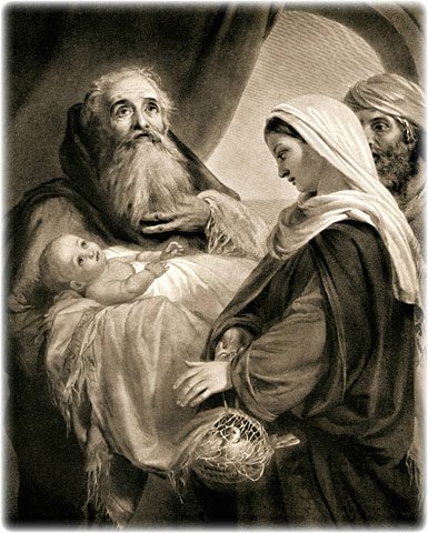 Simeon: “Lord, Now Let Your Servant Depart in Peace,” engraving from original painting by William C. T. Dobson, 1817-1898