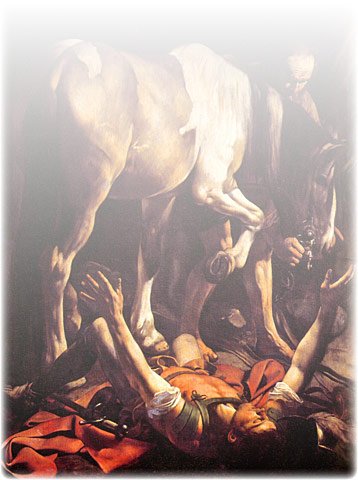 Conversion of Saint Paul, original oil painting on canvas by Michelangelo Merisi da Caravaggio, 1573-1610, size 90.5 inches x 69 inches, 1600-01