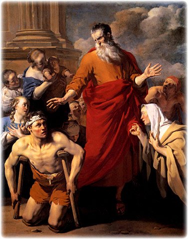 Saint Paul Healing Cripple at Lystra, original oil painting on canvas by Karel Dujardin, 1622-1678