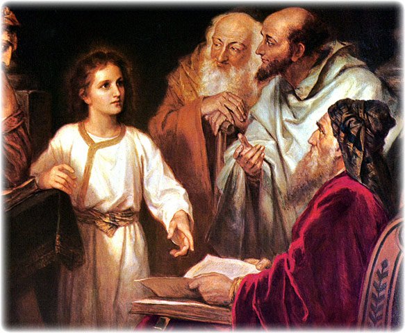 All That Heard Him Were Astonished, detail of original oil painting on canvas by Johann Heinrich Hofmann, 19th century