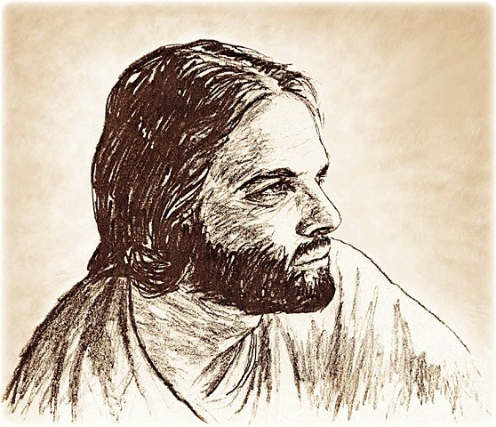 Alone with the Father, original pencil drawing by L. Lovett, 1984